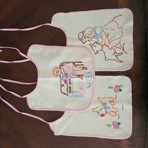 3 Vintage Baby Bibs